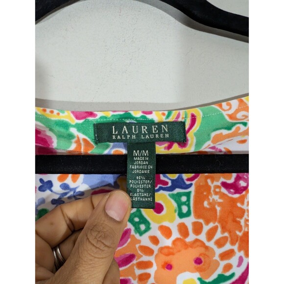 LAUREN Ralph Lauren Womens Paisley Midi Dress Sz M Colorful Preppy Resortwear - Picture 3 of 7